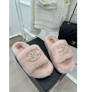샤넬 cc로고 퍼 뮬