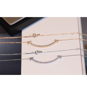 티파니 스마일 목걸이 (V-gold소재) (컬러 로즈골드, 화이트골드) (3.6CM)