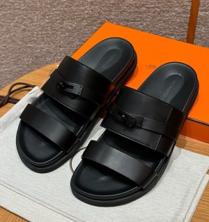 에르메스 잭슨 샌들 슬라이드 쏘 블랙 (handmade ver.) (남성용)
