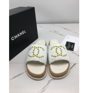 샤넬 cc 트위드 슬리퍼
