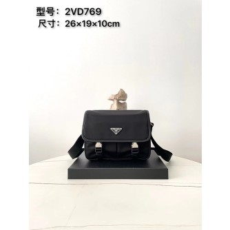 프라다 리나일론 및 사피아노 가죽 숄더백 2vd769